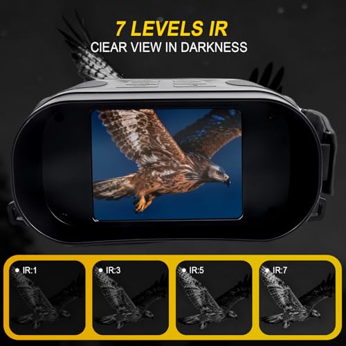 COOVIE 4K Night Vision Goggles with 32GB Card, 2.8'' Display, 2000mAh Battery, 7-Stage IR, 10x Digital Zoom
