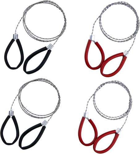4 Pcs Stainless Steel Cable Saw Set - Red & Black, 23.62 Inch