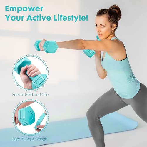 Adjustable Dumbbell Set for Women - 4 in 1 Weights, Blue