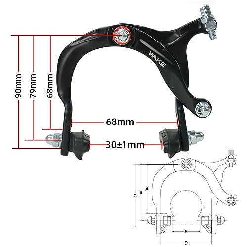 CYSKY Front & Rear C-Type Bike Brakes Calipers Kit, Includes Cables & Levers – Black