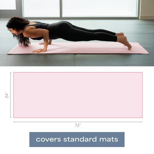 Microfiber Yoga Mat Towel with Silicone Grip - Pink, 24" x 72"