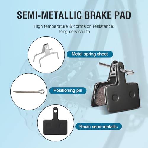 High-Performance Bike Brake Pads - 4 Pairs Black, Resin/Semi-Metallic