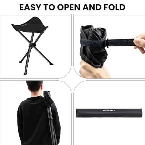 22.4-Inch Portable Folding Tripod Stool for Camping & Outdoor Activities (2 Pack)