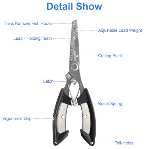 Multifunctional Stainless Steel Fishing Pliers with Hook Remover & Lanyard