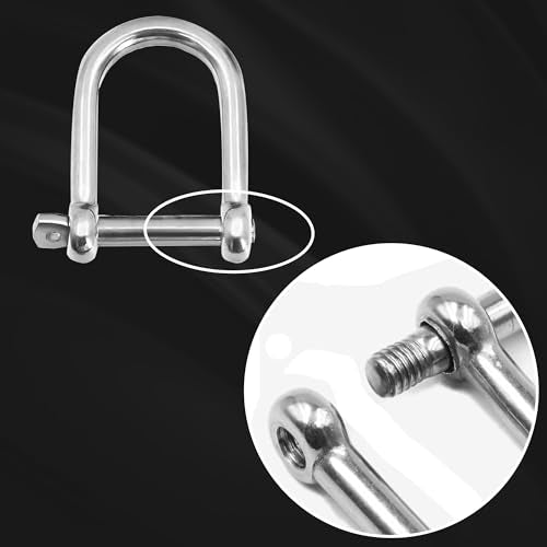 Wide D Shackle - Marine Grade 316 Stainless Steel, 1/4 Inch, 2 Pack
