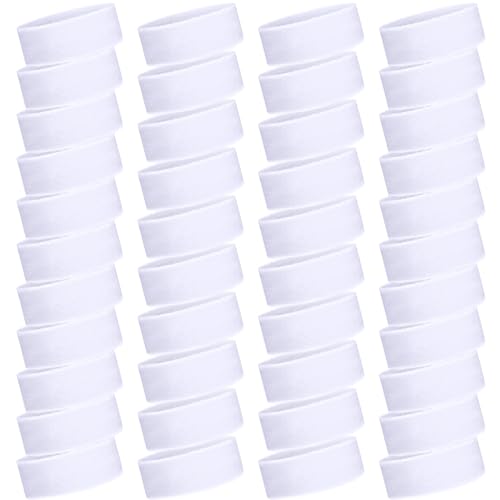 Sports Sweatbands - 42 Pcs Cotton Terry Headband Set for Kids - White