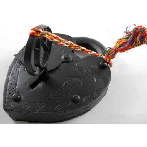 Large Antique Reproduction Heart Padlock with Key