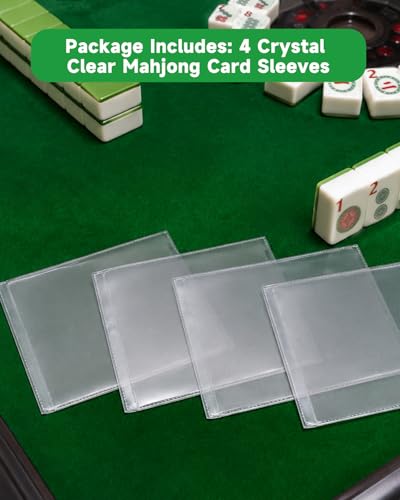Mahjong Card Protector Sleeves Set - 4 Pack for Large Print Size