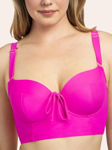 Plus-Size Full-Busted Underwire Bikini Top – Smart & Sexy, 40DDD, Fuchsia Sizzle
