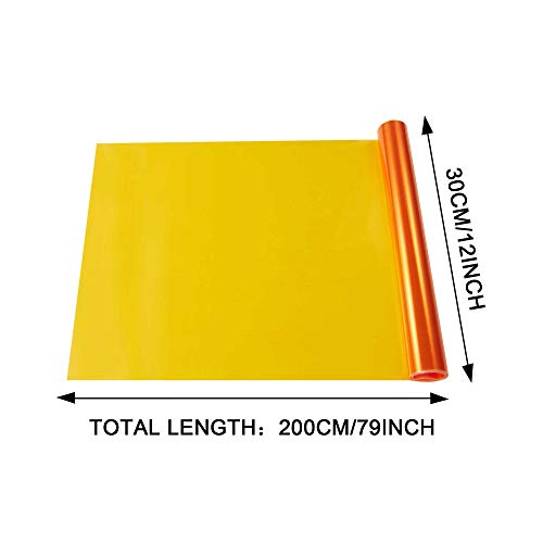 TOMALL 78.7'' x 12'' Orange Vinyl Film for Car Headlights Taillights Fog Lights - Self-Adhesive Decal