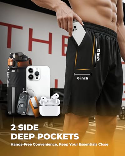 Men's Quick Dry Gym Basketball Shorts - 2 Pack Athletic Activewear