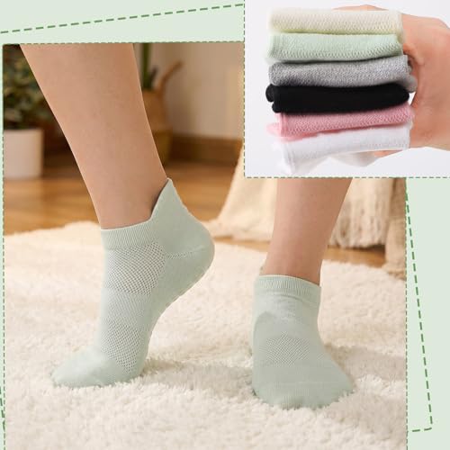 6 Pairs Women's Non-Slip Pilates Socks with Silicone Grips