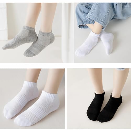 Bemeol Boys Ankle Socks 18 Pairs - Black, White, Grey, Sizes 10-14 Years