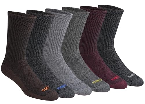 Dickies Dri-Tech Essential Moisture Control Crew Socks (M-XXL, 6 Pairs) – Char Assorted