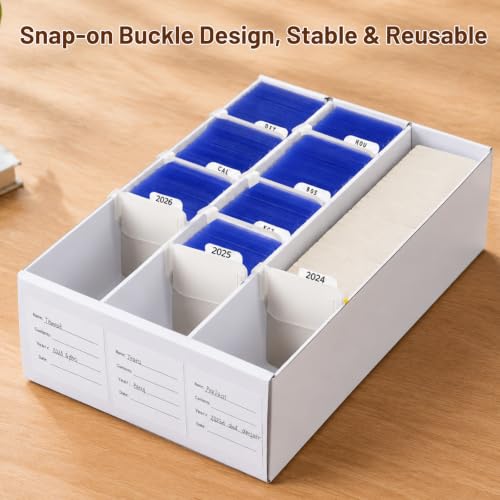 12 Card Box Dividers with 100 Labels & 10 Stickers - Trading Card Organizers