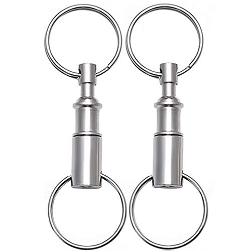 Detachable Quick Release Keychain Valet Key Holder - Stainless Steel