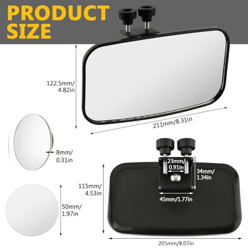 Boat Rear View Mirror 8-inch Convex Marine Mirror with 300° Adjustable Curved Surface