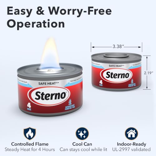 Sterno Safe Heat PowerPad Chafing Fuel 12 Pack - 4 Hour Burn Time, Indoor & Outdoor Use