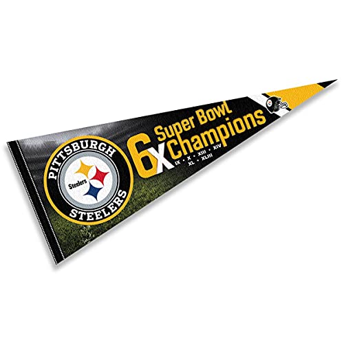 Pittsburgh Steelers 6-Time Champions Pennant Banner Flag
