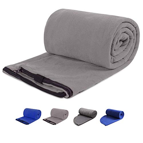 REDCAMP Grey Fleece Sleeping Bag Liner for Adults - Double Size, Camping & Hiking