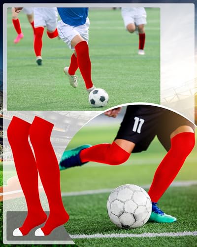 High Football Socks - Medium Size, Red and White