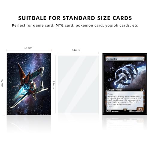 Katomula 100 MTG Card Sleeves with Textured Back | Standard Size Spaceship Design