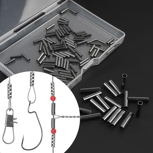 Fishing Crimp Sleeves - 100pcs Single Barrel 0.6mm Brass Tubes