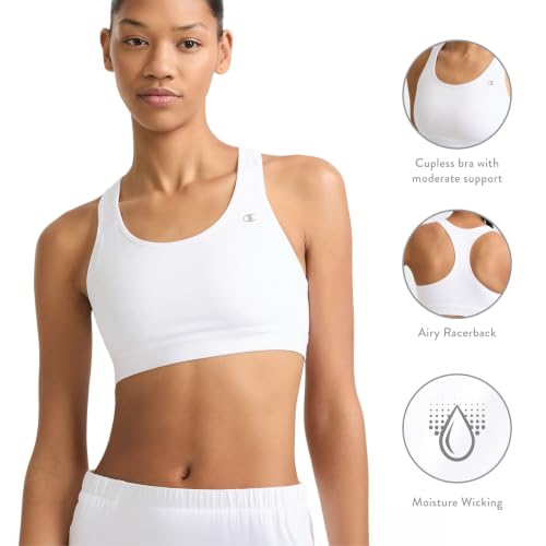 Champion Women's Medium Black High-Impact Sports Bra with Moisture-Wicking Fabric
