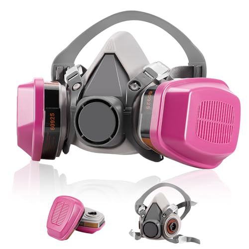Active Carbon Gases Chemical Respirator - for Vapor,Paint,Dust,Formaldehyde,Sanding,Polishing,Spraying,Machine Polish (Pink)