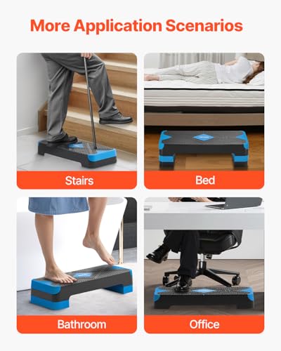 Aerobic Exercise Step Platform - 28-Inch Adjustable Fitness Step - Blue