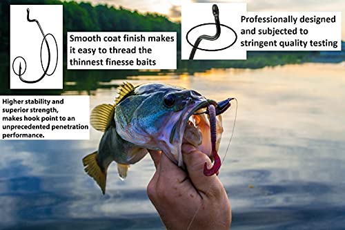 EWG Offset Shank Worm Hook - Size #2/0, 15 Count - High Carbon Steel