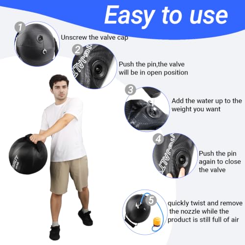 VIGJALTY Heavy Aqua Bag 16" Jumbo Sphere—66 lb Water Weight Bag for Core & Shoulder Stability (Black)