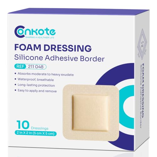 2" x 2" Silicone Foam Dressings - Large Bandages, 10 Pack
