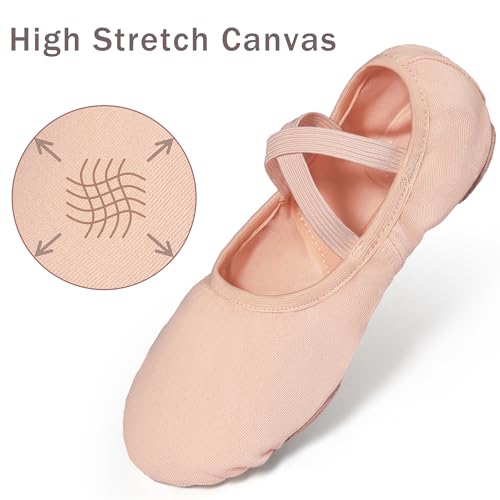Dynadans Stretch Canvas Ballet Shoes Women Girls Split Sole Pink - Size 8