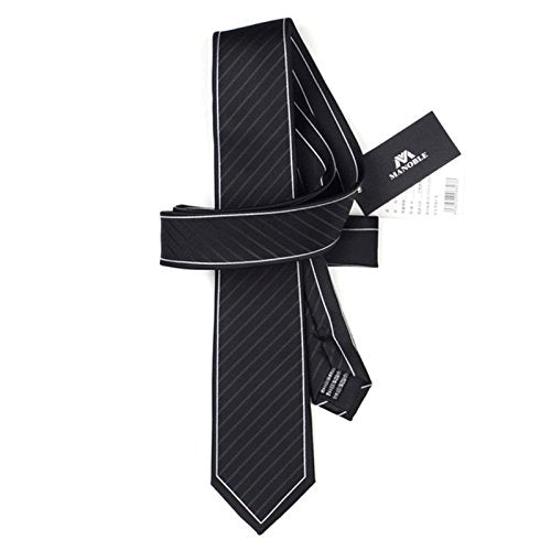 Men's Slim Striped Necktie - Black 2.75 Inches with Gift Box
