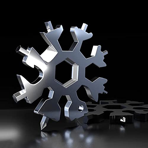 NDakter 18-in-1 Snowflake Multi-Tool - Black & Silver Compact Emergency Gear for Men & Women, Christmas Stocking Stuffer