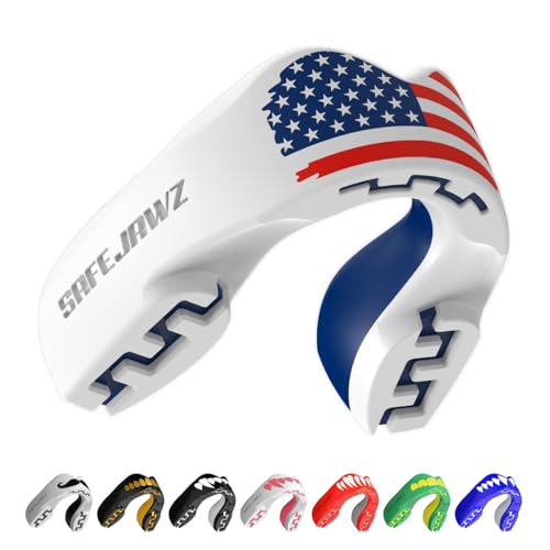 SAFEJAWZ Adult American Flag Mouth Guard Dual Layer Protective Sport Gear