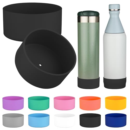 Silicone Water Bottle Boot - 2PCS Anti-Slip Sleeve for 20oz Stanley - Black