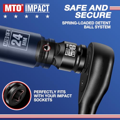 1/2" Female to 3/4" Male Impact Socket Adapter, 1/2" Impact Socket Adapter for High Torque Applications, Heavy-Duty Chrome Molybdenum Alloy Steel