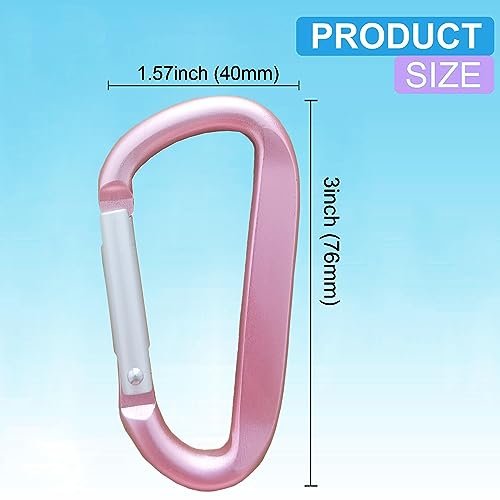 3" Aluminum Alloy Carabiner Clip - Pink 2 Pack