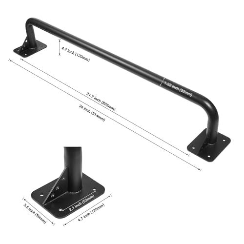 Purife Wall Mounted Doorway Pull Up Bar - Heavy Duty, 500 lbs, Black