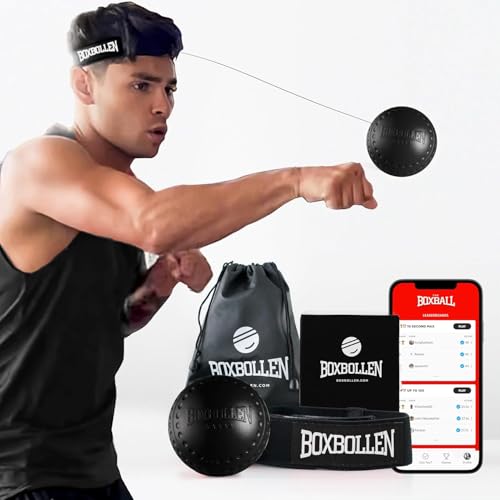 Boxing Reflex Ball - App-Connected Punch Counter - Black