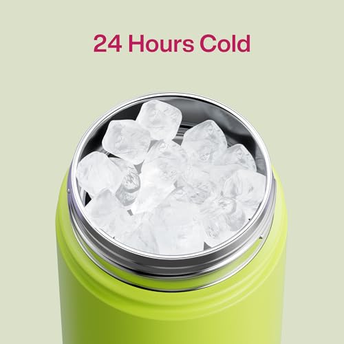 ENCOOL 18 oz Insulated Stainless Steel Water Bottle with Straw - Leakproof, BPA-Free, Double Wall Vacuum, Acid Green