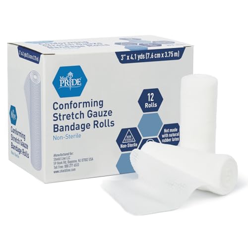 Conforming Gauze Rolls - Stretch Bandages for Wounds (4" x 4.1 yd) - Pack of 12