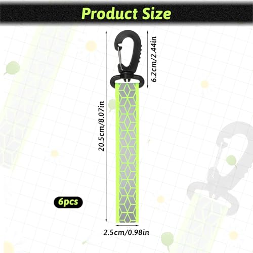 6 PCS Green Reflective Backpack Straps - Safety Night Reflectors