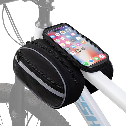 Bike Frame Bag, Bicycle Handlebar Phone Black