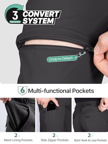 Free Soldier Men’s Convertible Hiking Pants – Lightweight, Quick-Dry, UPF 50+