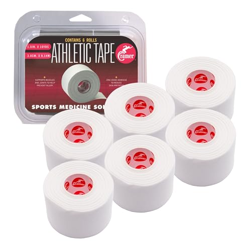 Athletic Tape 6 Pack - Easy Tear Sports Tape, 1.5" x 10 Yards, Latex-Free