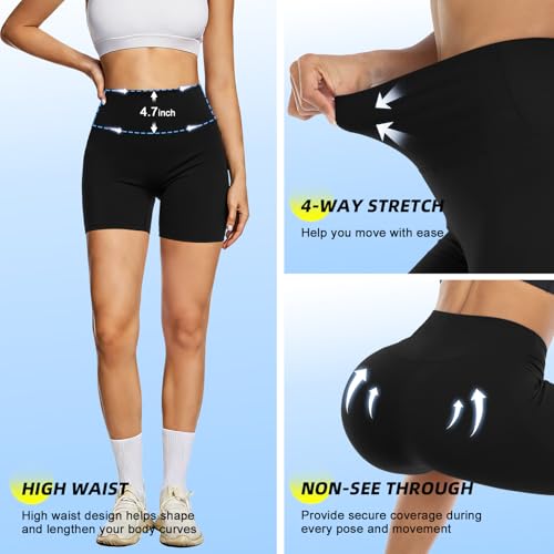 FULLSOFT High Waisted Biker Shorts for Women-5" Tummy Control Fitness