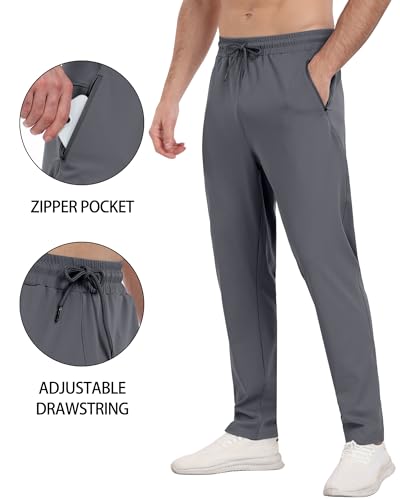 PARISDIARY Men's Athletic Sweatpants with Zipper Pockets - Large Black/Dark Gray/Navy Joggers for Gym & Running